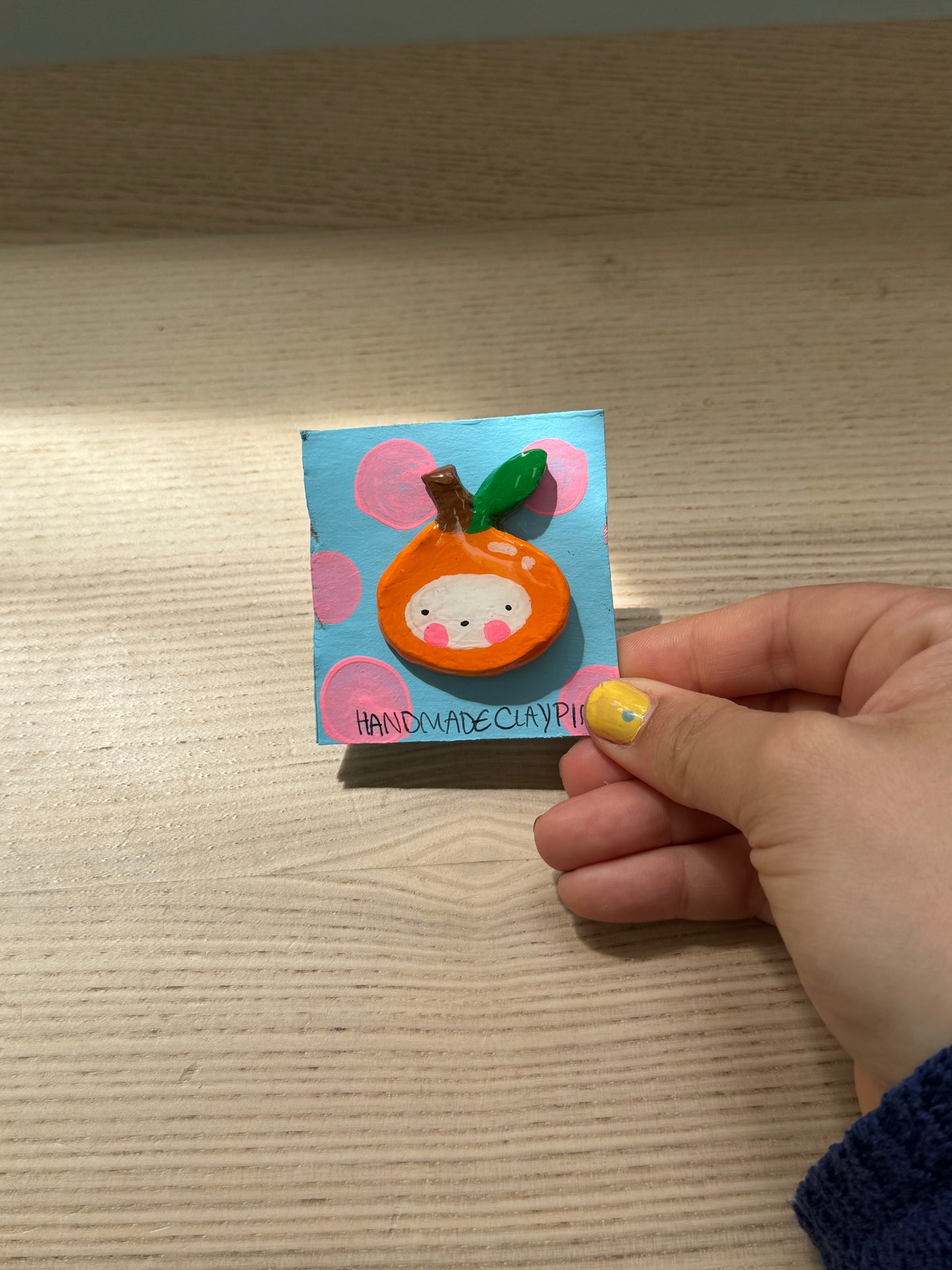 Fruit Friends Clay Pin | Orange