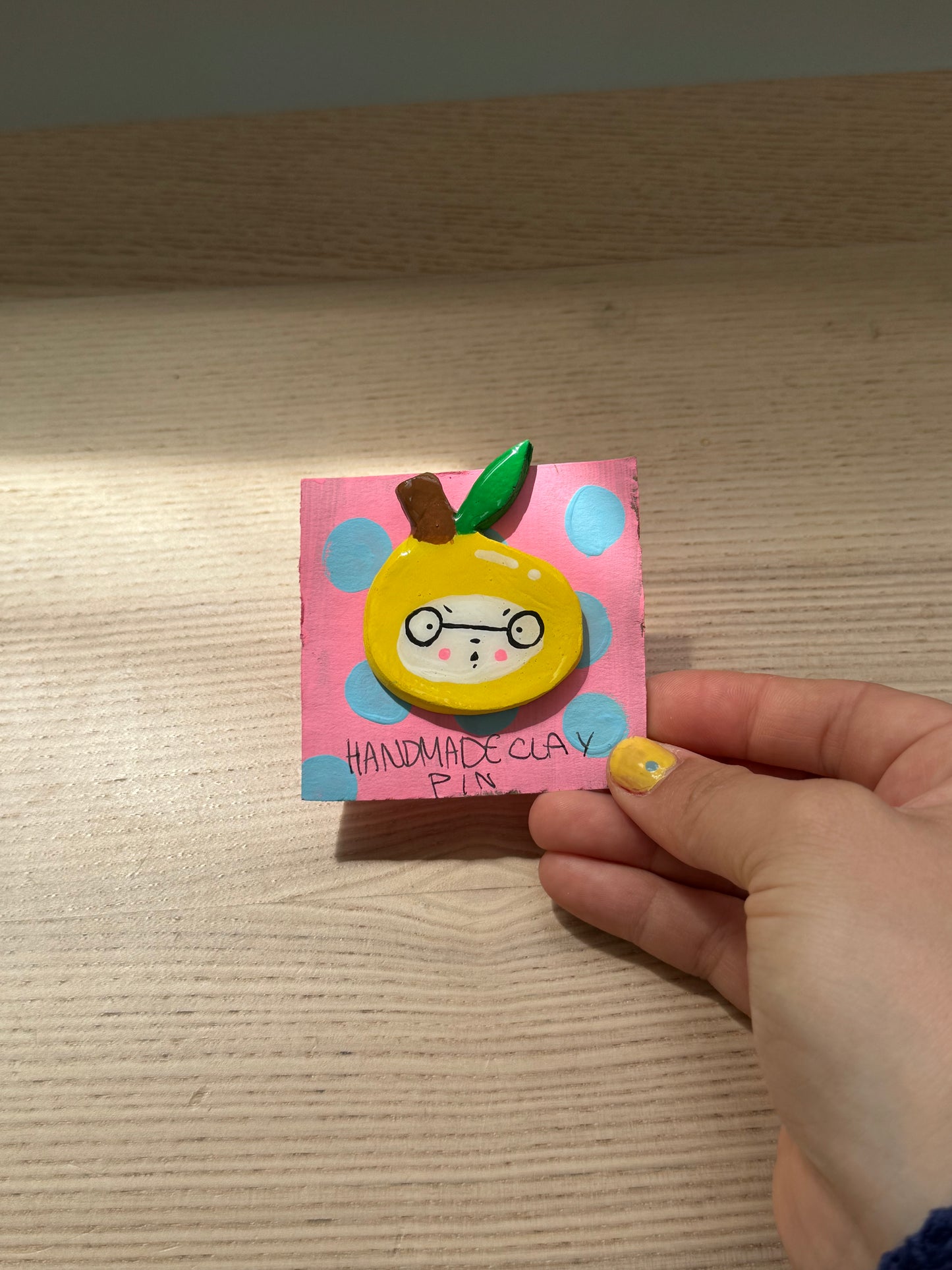 Fruit Friends Clay Pin | Lemon