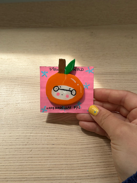 Fruit Friends Clay Pin | Orange