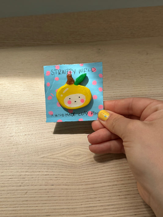 Fruit Friends Clay Pin | Lemon
